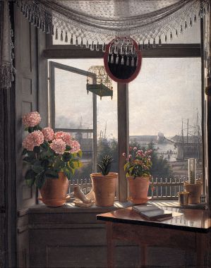 Tranh sơn dầu lãng mạn View from the Artists Window - Martinus Rorbye