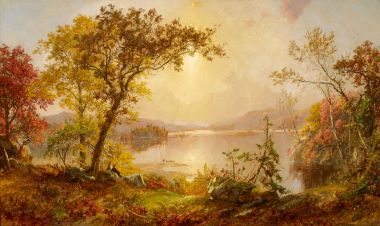Tranh sơn dầu phong cảnh Greenwood Lake Autumn on the Hudson - Jasper Francis Cropsey
