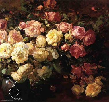 Tranh Still Life with White and Pink Roses - Franz Anton Bischoff