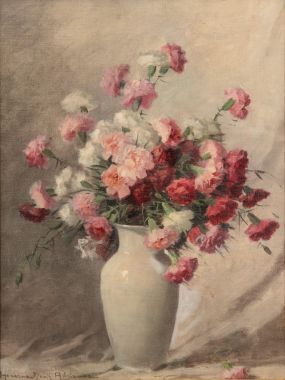 Tranh hoa sơn dầu Carnation bouqet in vase - Henczné Deák Adrienne