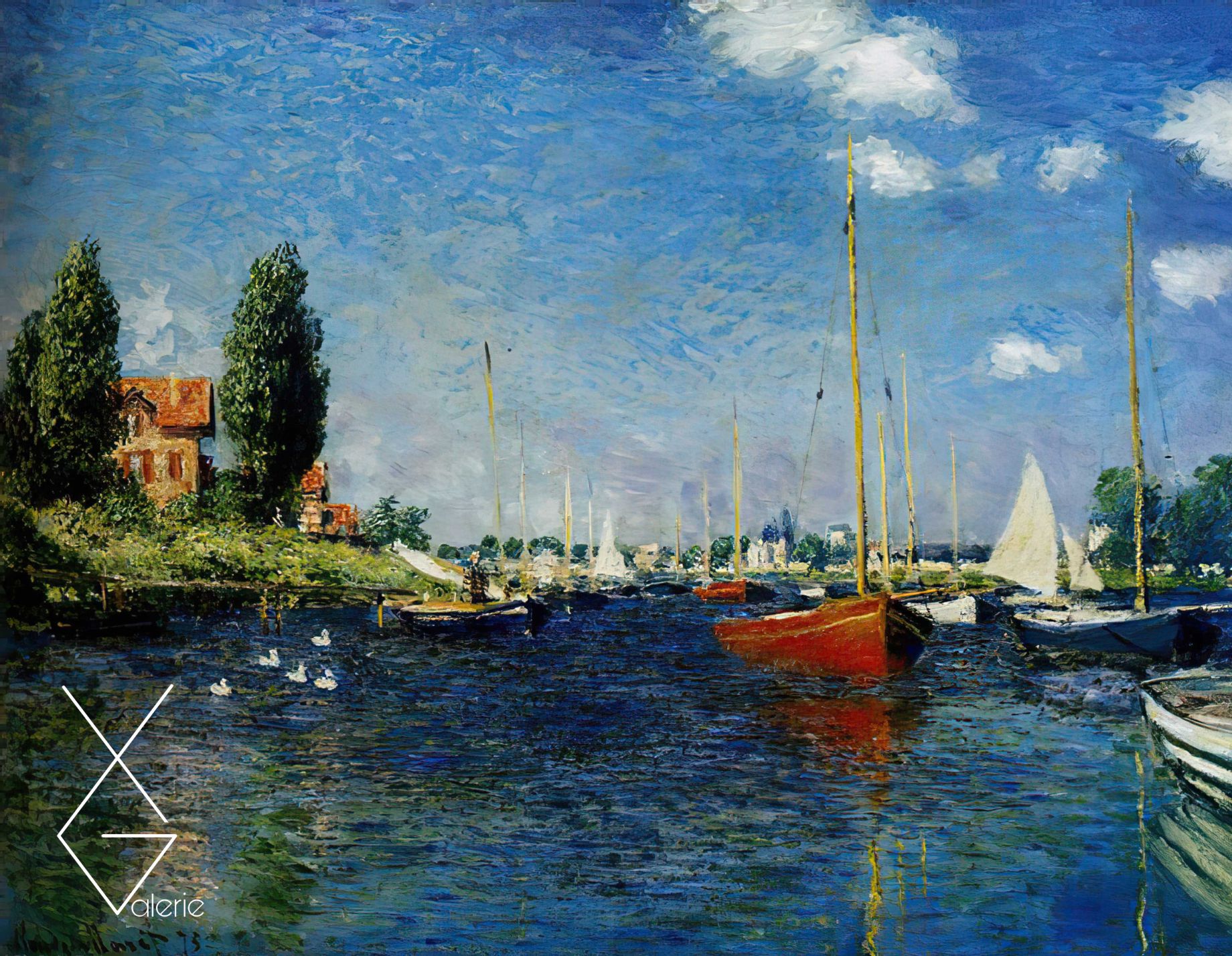 Tranh Argenteuil - Red boats - 1875 - Claude Monet