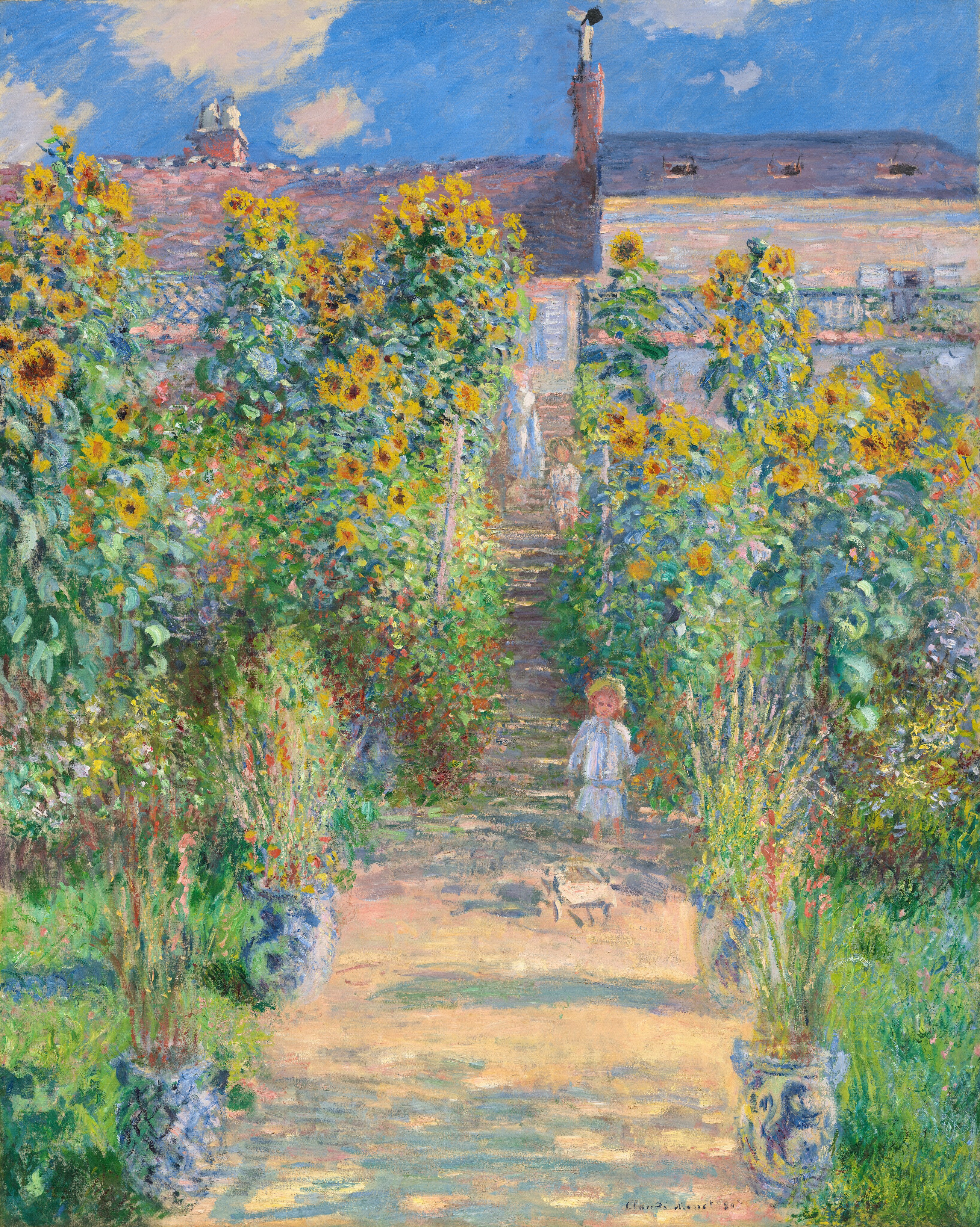 Tranh sơn dầu The Artist's Garden at Vétheuil - 1881 – Claude Monet