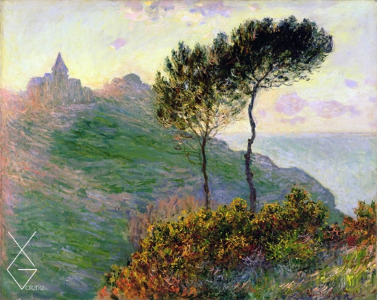 Tranh The Church At Varengeville Against The Sunset - 1882- Claude Monet