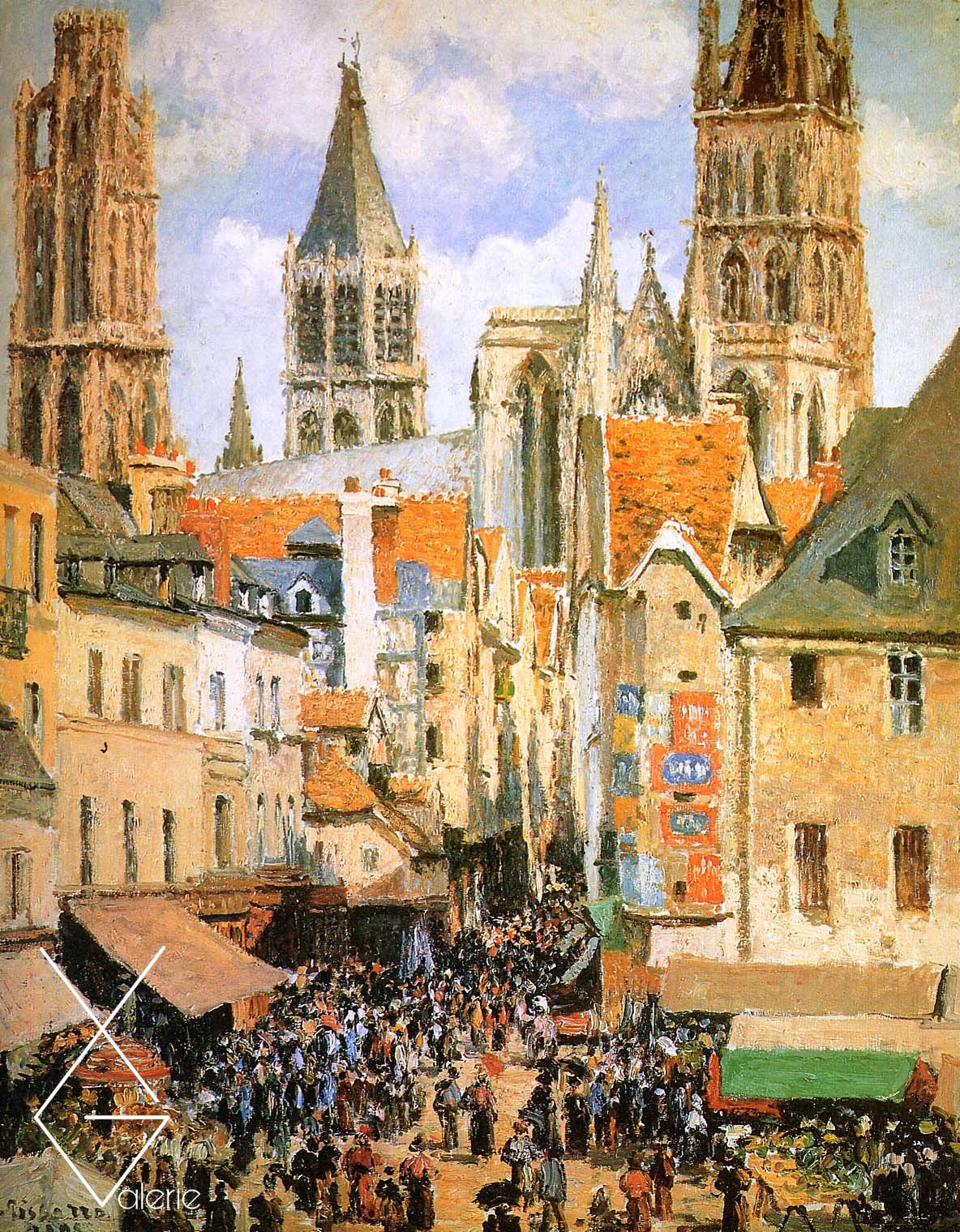 Tranh The old market at Rouen- 1898 - Chợ cũ ở Rouen - Camille Pissarro