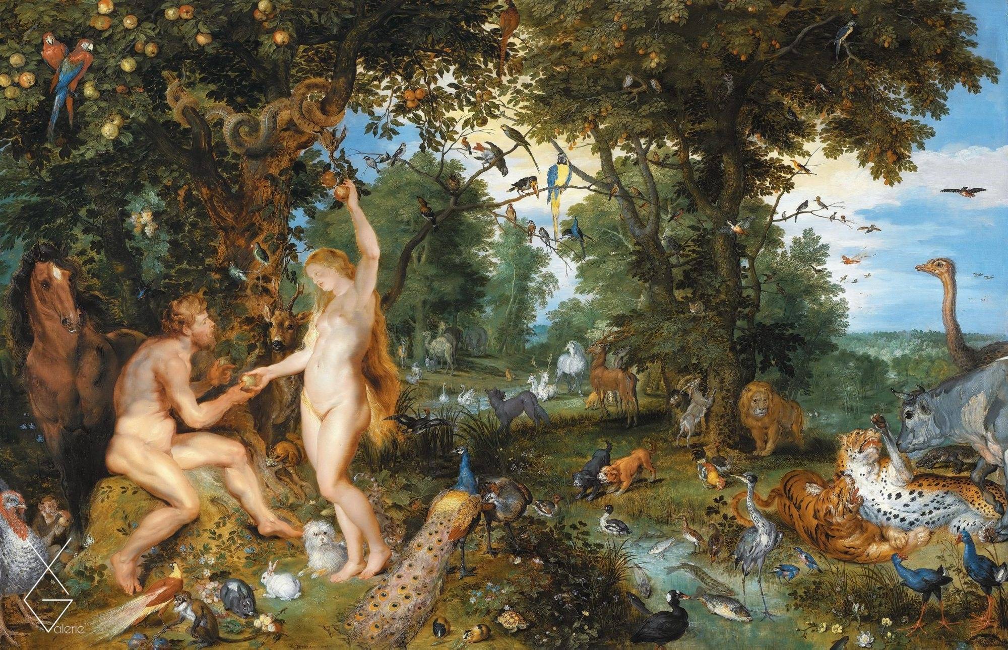 Tranh Adam and Eve in Worthy Paradise - Peter Paul Rubens