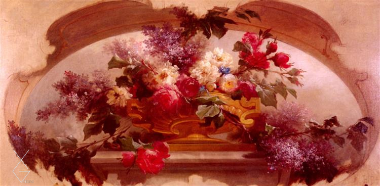 Flowers in a Gilt Vase - Thế kỷ XIX - Những bông hoa trong chiếc bình mạ vàng - Eugene Bidau