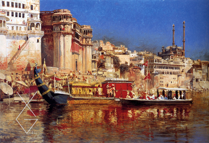 Tranh The Barge Of The Maharaja Of Benares - 1883 - Xà lan của Maharaja Of Benares - Edwin Lord Weeks