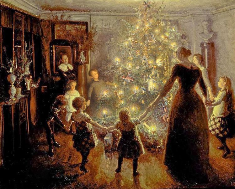 Tranh sơn dầu chủ đề giáng sinh Silent Night - 1891 - Viggo Johansen