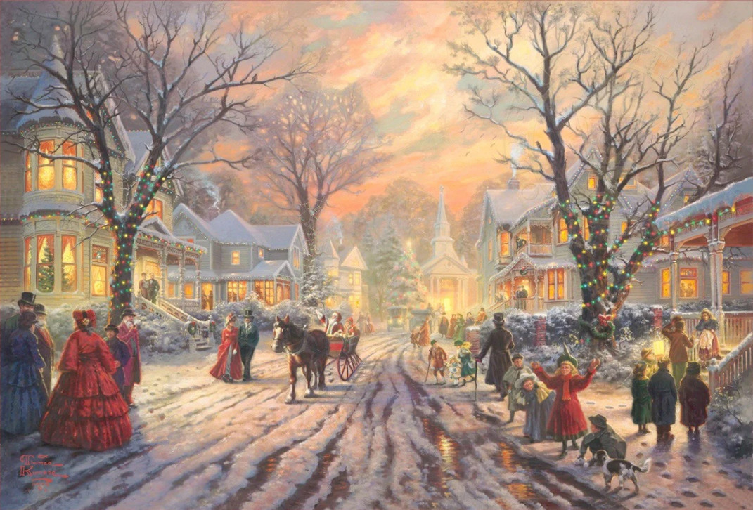 Tranh sơn dầu chủ đề Giáng Sinh A Victorian Christmas Carol - Thomas Kinkade Estate