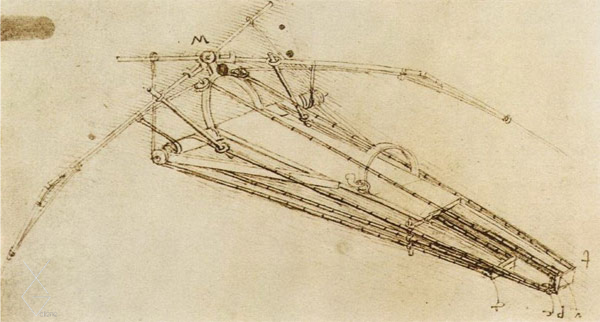 Tranh Fly Machine - 1519 - Bản vẽ phác thảo “Cỗ máy biết bay” - Leonardo Da Vinci