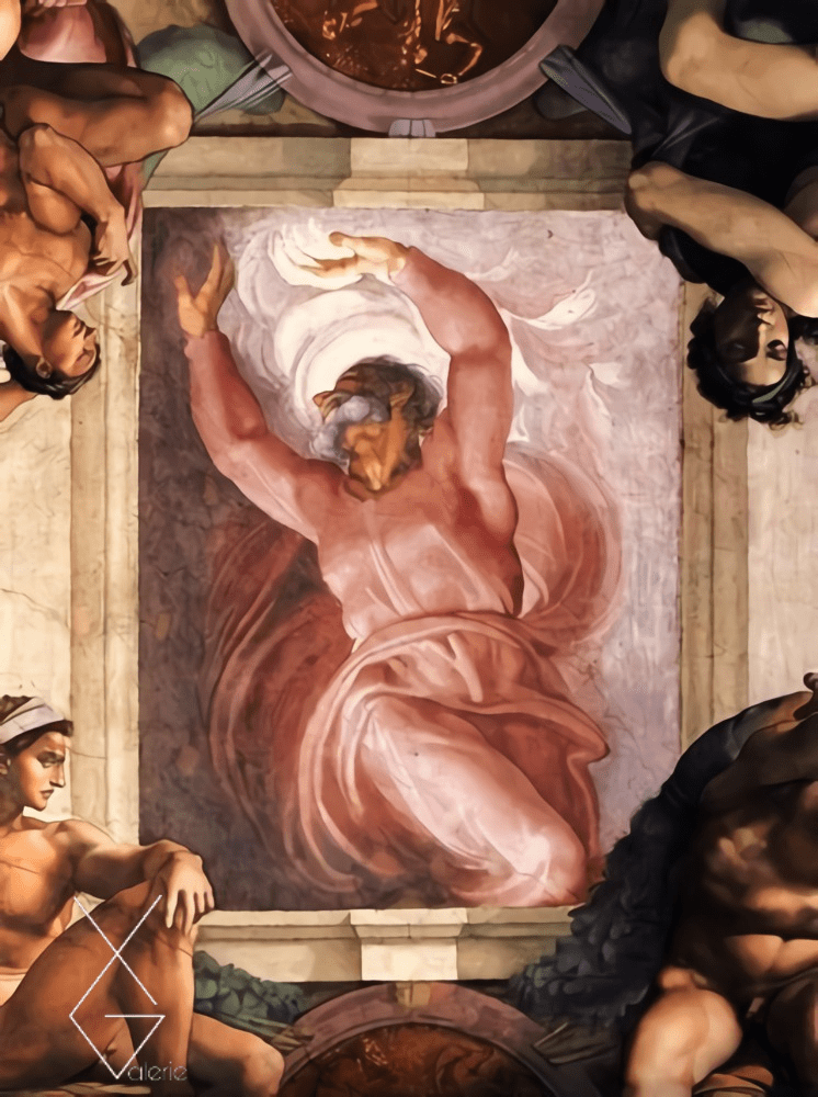 Tranh Sistine Chapel Ceiling God Dividing Light from Darkness - 1512 - Chúa phân chia ánh sáng bóng tối - Michelangelo