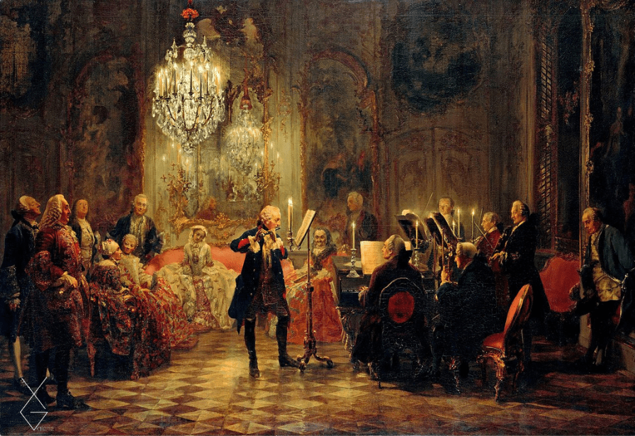 Tranh The Flute Concert - 1852 - Buổi hòa nhạc Flute - Adolph Von Menzel